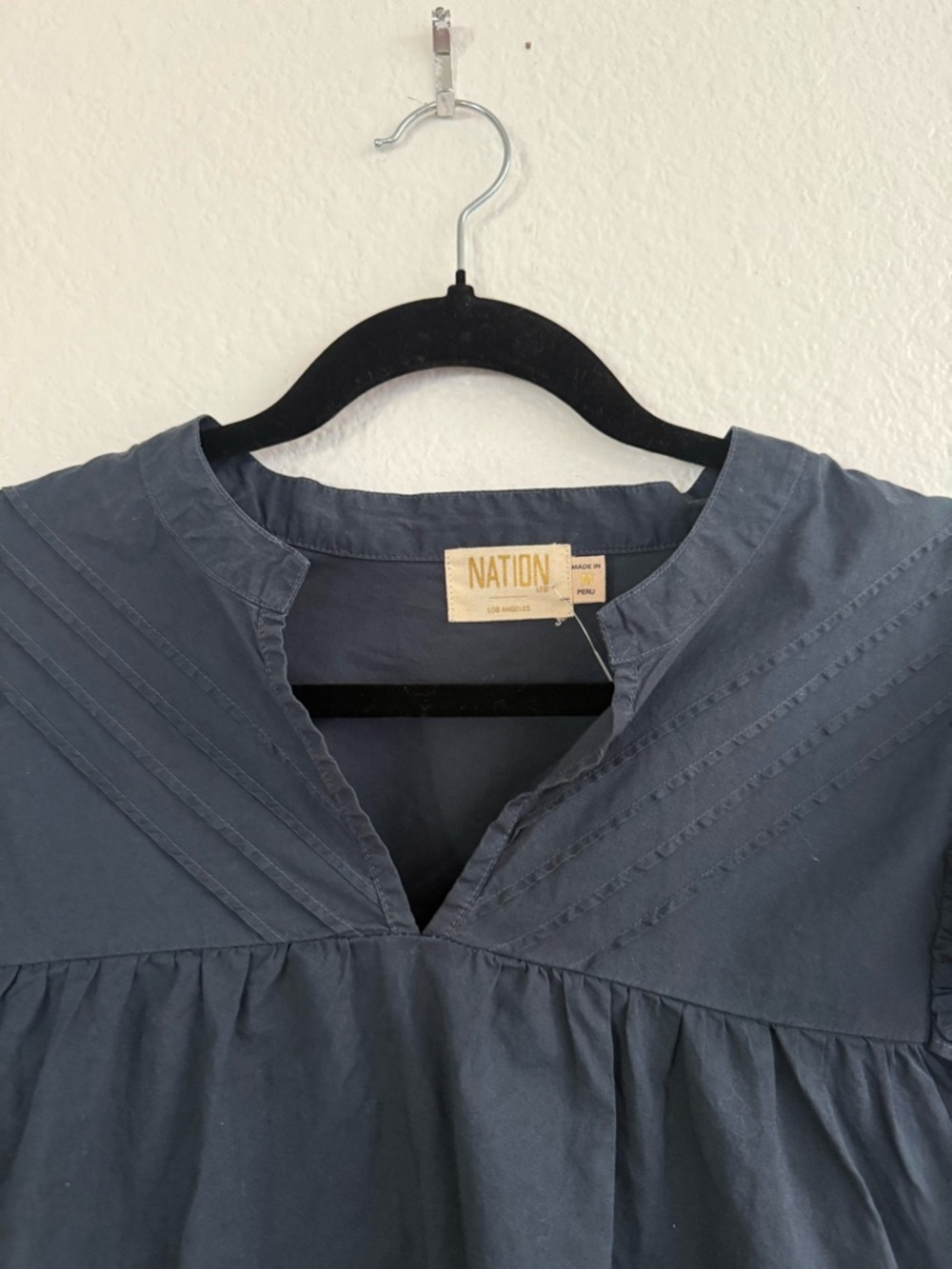 Nation LTD Women's Sz Medium Tilly Ruffle Long Sleeve Blouse Night Horizon Blue - Picture 6 of 6
